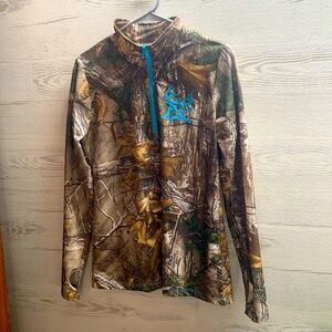 Bushmaster longsleeve pullover REALTREE camo teal trim hand warmer sleeve size L